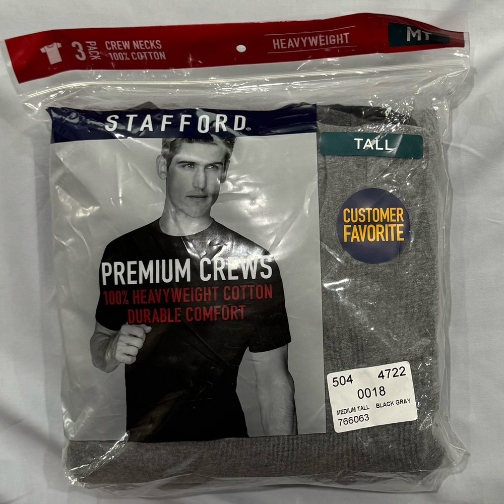 Stafford Premium Crews 100% Heavyweight Cotton Men’s Medium Tall